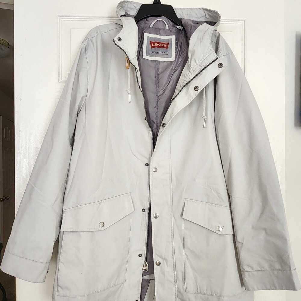 LEVI'S LEVI STRAUSS &Co men's Hoodie Coat Gray color size XL 34"long lined